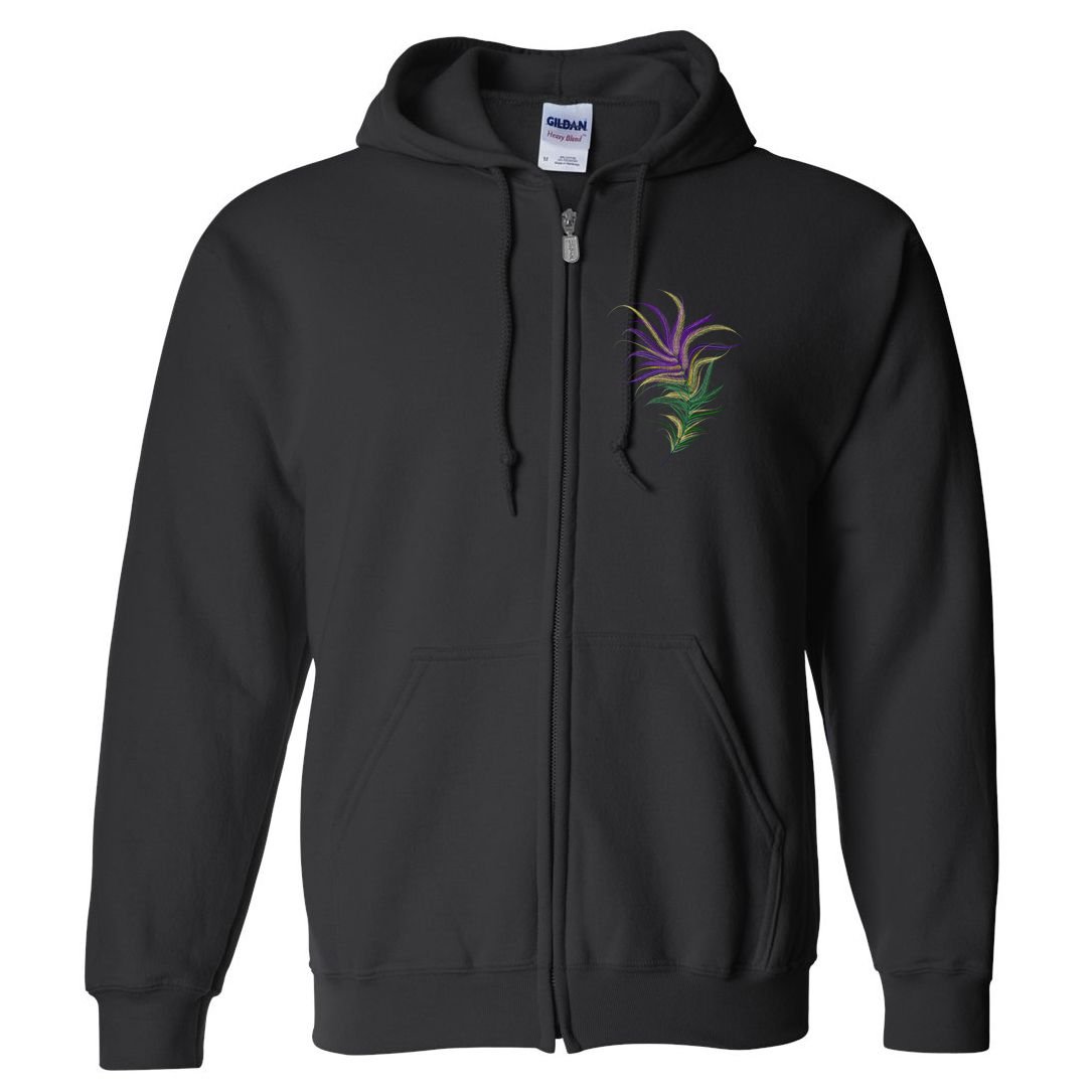 Mardi Gras Festive Feather Full Zip Hoodie