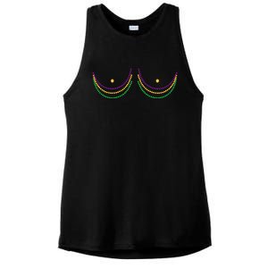 Mardi Gras Funny Beads Boobs Ladies PosiCharge Tri-Blend Wicking Tank