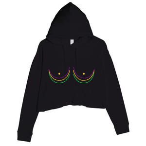 Mardi Gras Funny Beads Boobs Crop Fleece Hoodie