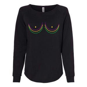 Mardi Gras Funny Beads Boobs Womens California Wash Sweatshirt