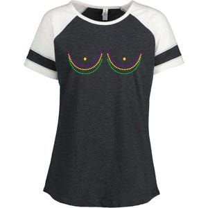 Mardi Gras Funny Beads Boobs Enza Ladies Jersey Colorblock Tee