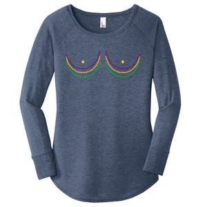 Mardi Gras Funny Beads Boobs Women's Perfect Tri Tunic Long Sleeve Shirt