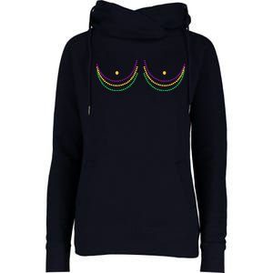 Mardi Gras Funny Beads Boobs Womens Funnel Neck Pullover Hood