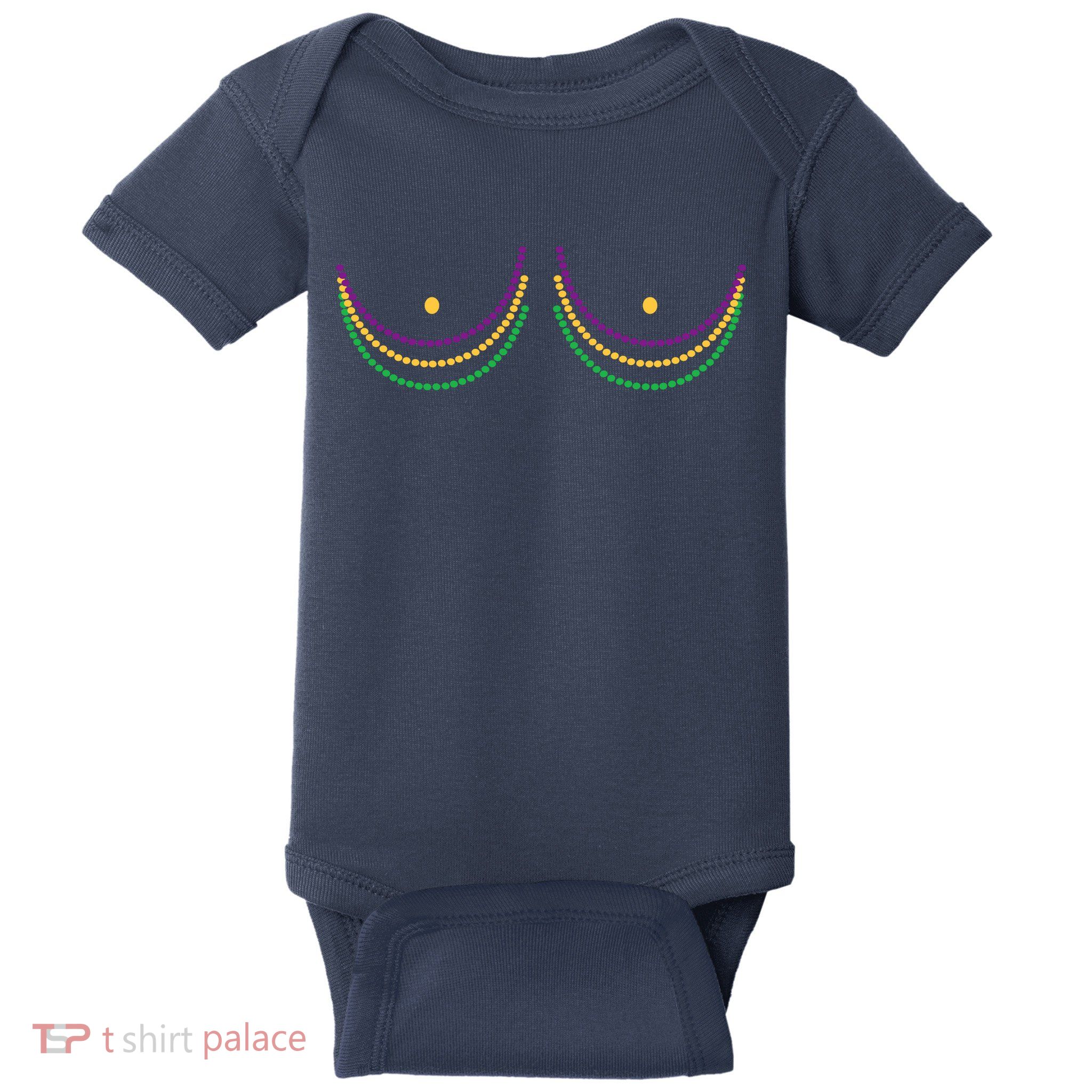 Mardi Gras Funny Beads Boobs Baby Bodysuit