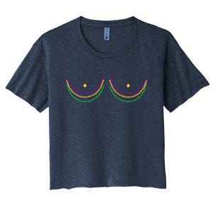 Mardi Gras Funny Beads Boobs Women's Crop Top Tee