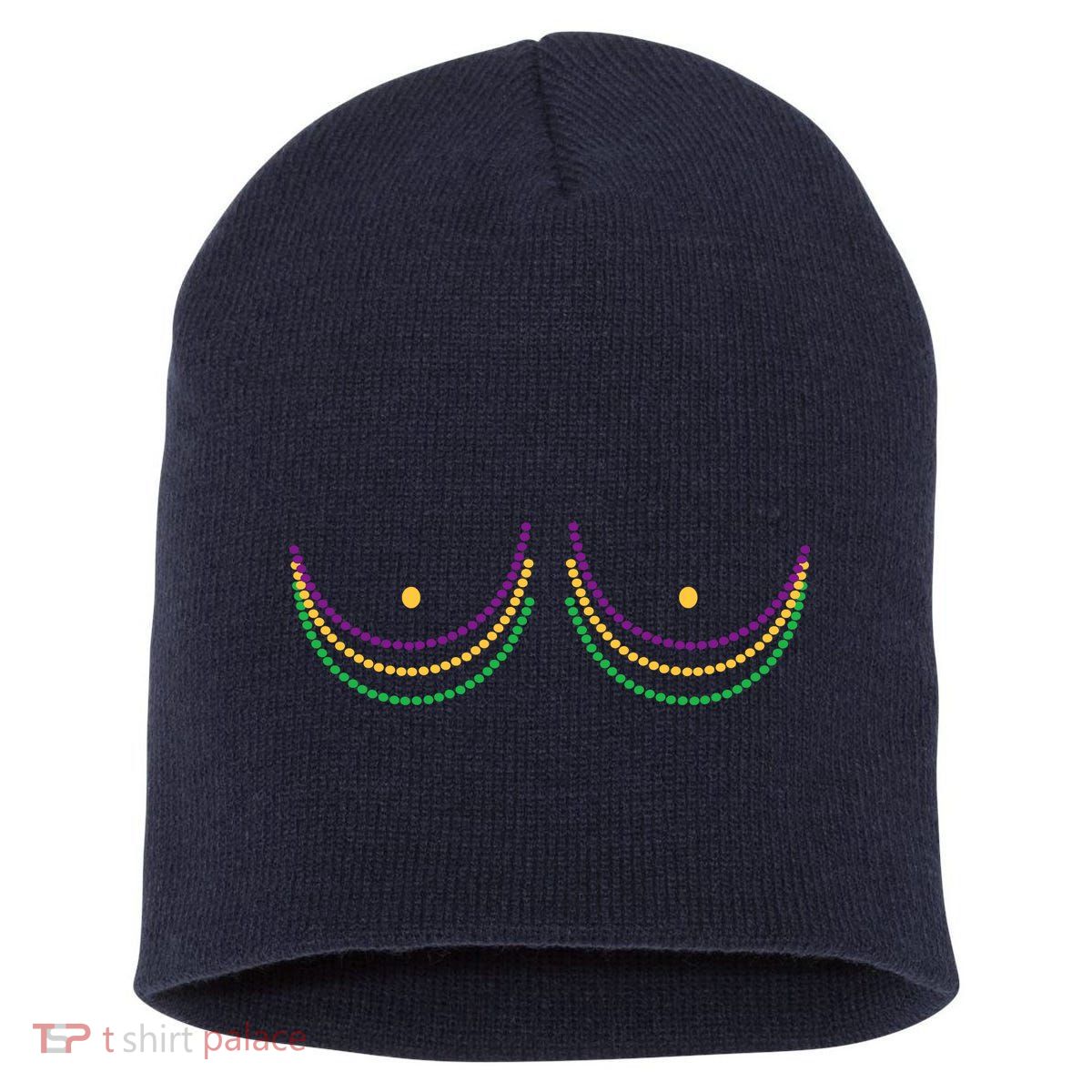 Mardi Gras Funny Beads Boobs Short Acrylic Beanie