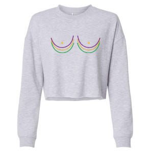 Mardi Gras Funny Beads Boobs Cropped Pullover Crew