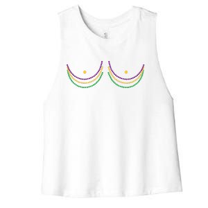 Mardi Gras Funny Beads Boobs Women's Racerback Cropped Tank