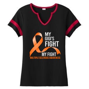 My Gigi's Fight My Fight Multiple Sclerosis Ms Warrior Gift Ladies Halftime Notch Neck Tee