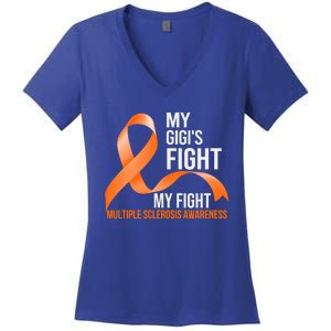 My Gigi's Fight My Fight Multiple Sclerosis Ms Warrior Gift Women's V-Neck T-Shirt