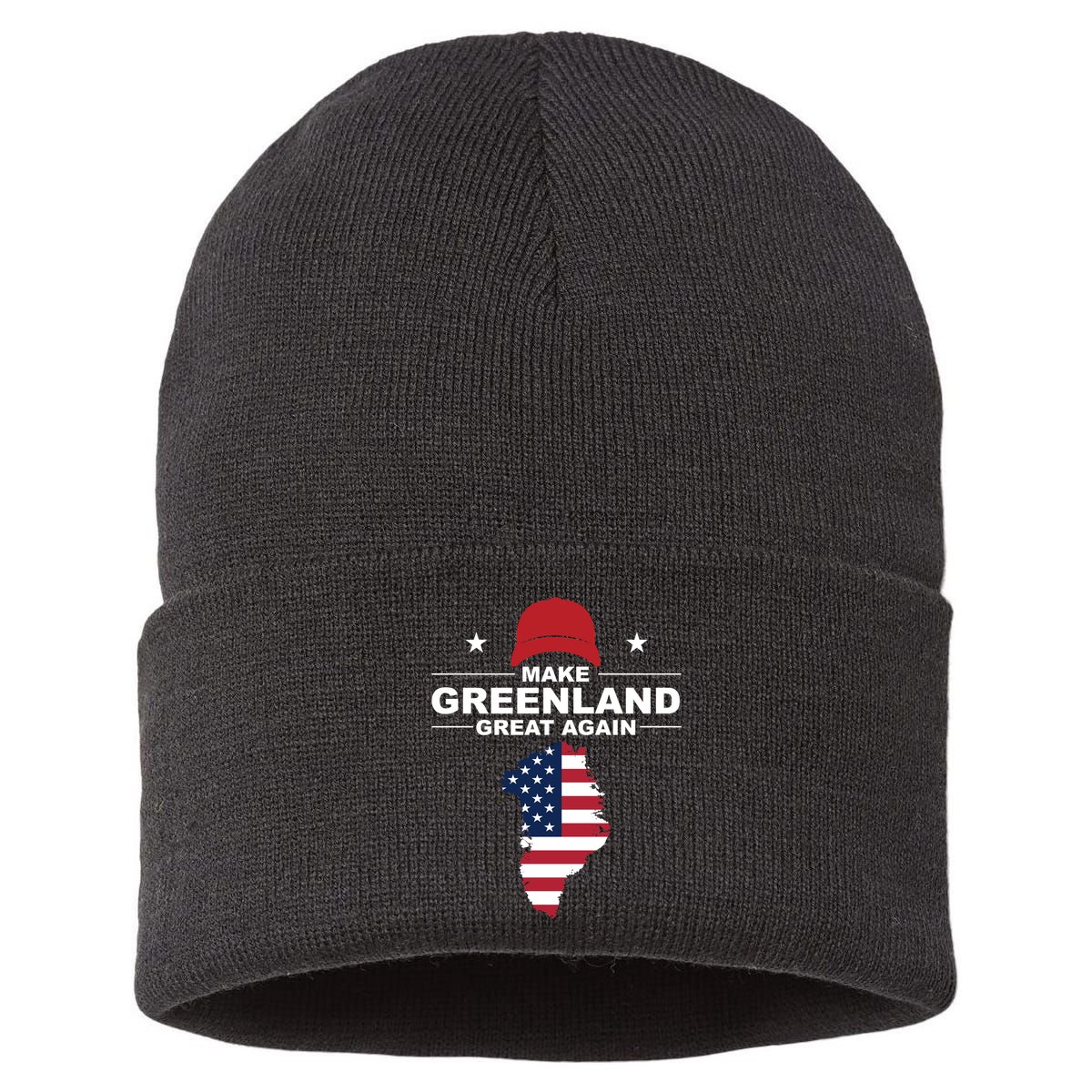 Make Greenland Great Again American Flag Trump Sustainable Knit Beanie