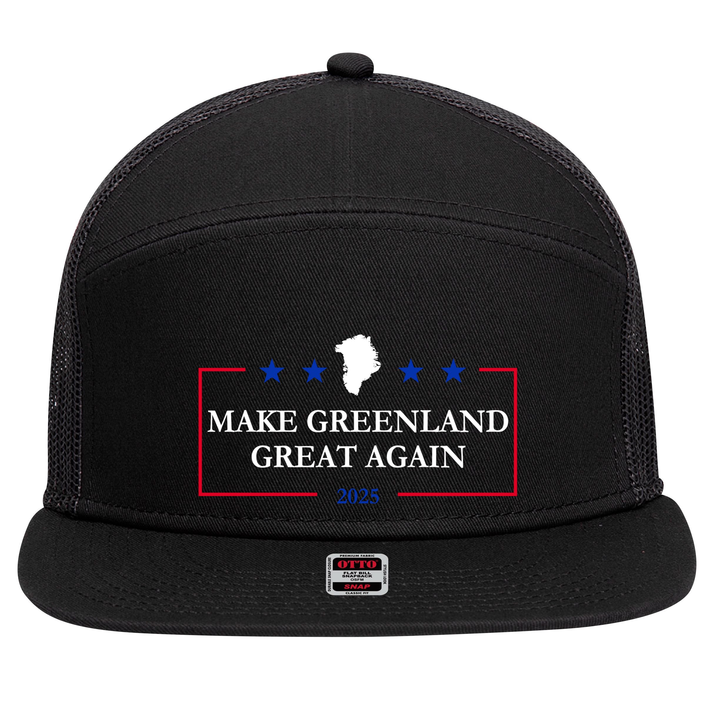 Make Greenland Great Again 2025 51st State Greenland 7 Panel Mesh Trucker Snapback Hat