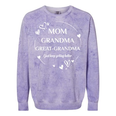 Mom Grandma Great Grandma Promoted To Great Grandma Gift Colorblast Crewneck Sweatshirt