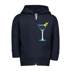 Martini Glass Green Olives Bartender Vodka Drink Toddler Zip Fleece Hoodie