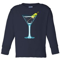 Martini Glass Green Olives Bartender Vodka Drink Toddler Long Sleeve Shirt