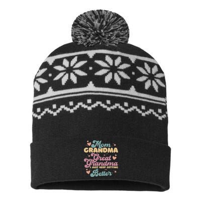 Mom Grandma Great Grandma I Just Keep Getting Better USA-Made Snowflake Beanie