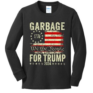 Make Garbage Great Again Garbage For Trump 2024 Kids Long Sleeve Shirt