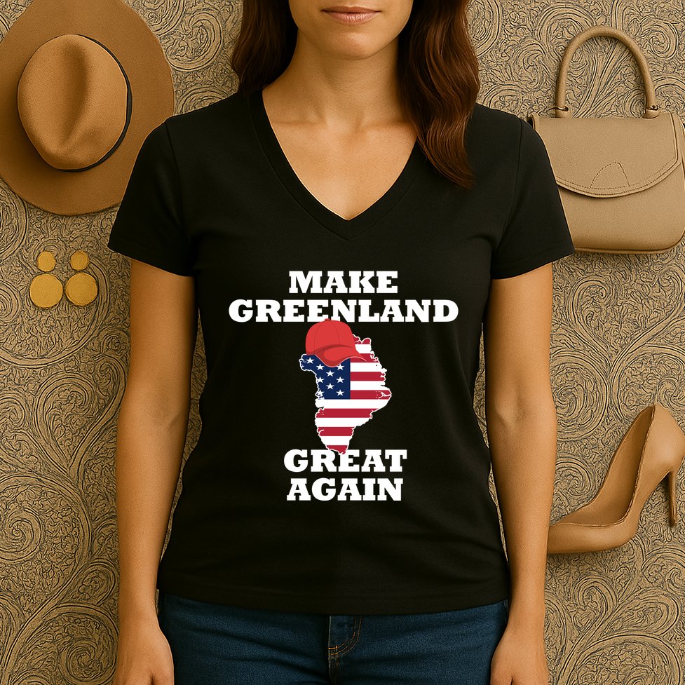 Make Greenland Great Again American Flag Women's V-Neck T-Shirt