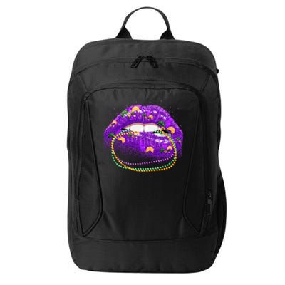 Mardi Gras Glitter Lips And Beads City Backpack