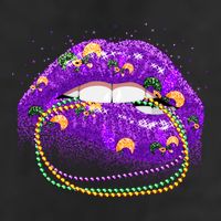 Mardi Gras Glitter Lips And Beads 11oz C Handle Ceramic Mug