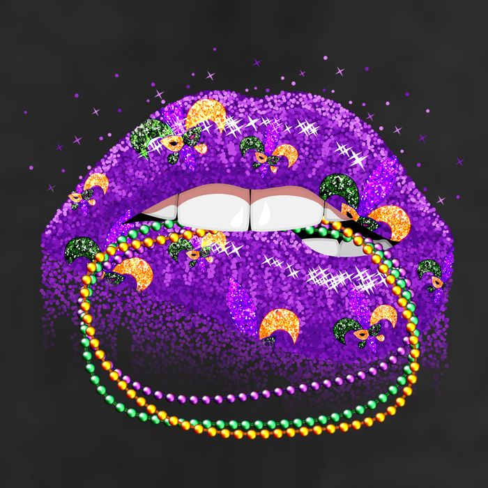 Mardi Gras Glitter Lips And Beads 11oz C Handle Ceramic Mug