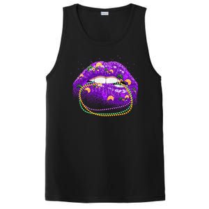 Mardi Gras Glitter Lips And Beads PosiCharge Competitor Tank