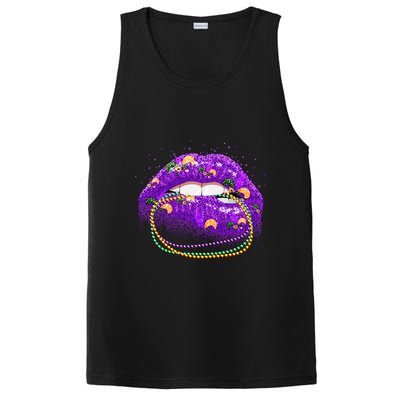 Mardi Gras Glitter Lips And Beads PosiCharge Competitor Tank