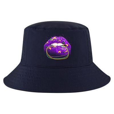 Mardi Gras Glitter Lips And Beads Cool Comfort Performance Bucket Hat