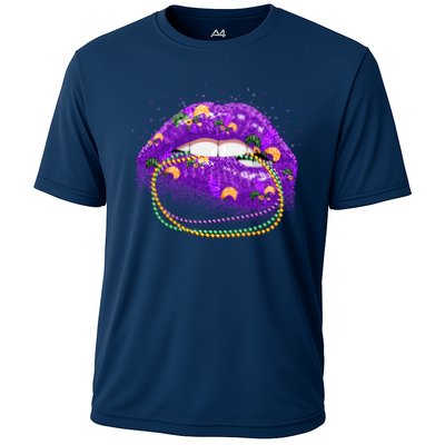 Mardi Gras Glitter Lips And Beads Performance Shirt