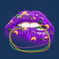 Mardi Gras Glitter Lips And Beads Baby Bodysuit
