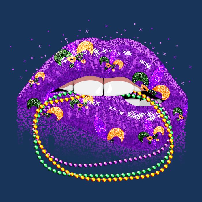Mardi Gras Glitter Lips And Beads Baby Bodysuit