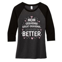 Mom Grandma Great Grandma, I Just Keep Getting Better Women's Tri-Blend 3/4-Sleeve Raglan Shirt