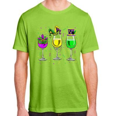 Mardi Gras Glass Of Wine Funny Drinking Wine For Adult ChromaSoft Performance T-Shirt