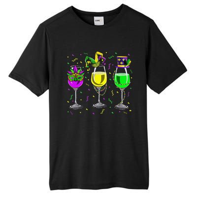 Mardi Gras Glass Of Wine Funny Drinking Wine For Tall Fusion ChromaSoft Performance T-Shirt