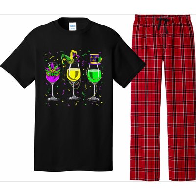 Mardi Gras Glass Of Wine Funny Drinking Wine For Pajama Set