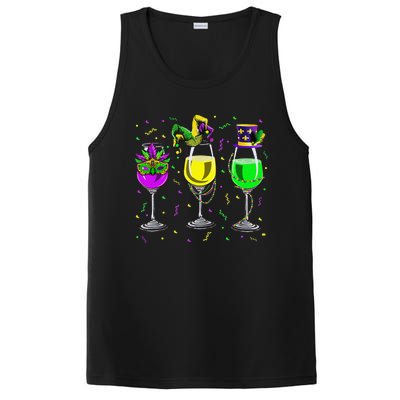 Mardi Gras Glass Of Wine Funny Drinking Wine For PosiCharge Competitor Tank