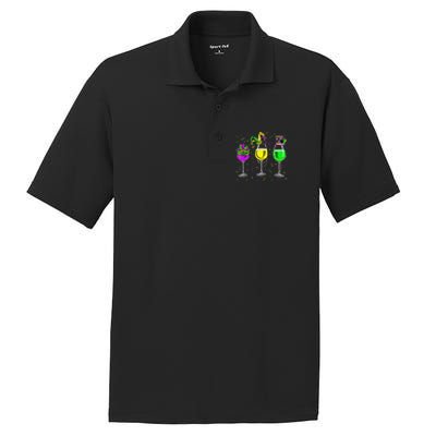 Mardi Gras Glass Of Wine Funny Drinking Wine For PosiCharge RacerMesh Polo