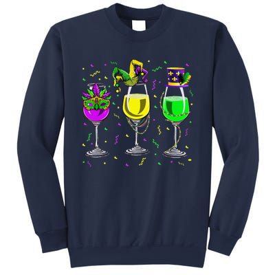 Mardi Gras Glass Of Wine Funny Drinking Wine For Sweatshirt