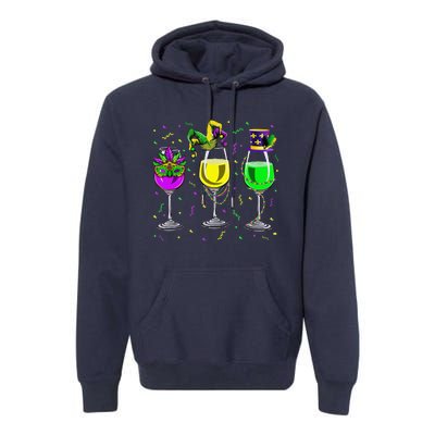 Mardi Gras Glass Of Wine Funny Drinking Wine For Premium Hoodie