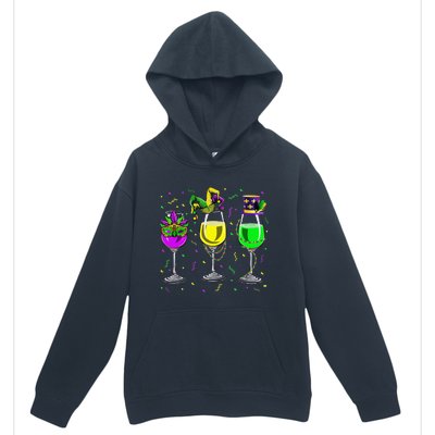 Mardi Gras Glass Of Wine Funny Drinking Wine For Urban Pullover Hoodie