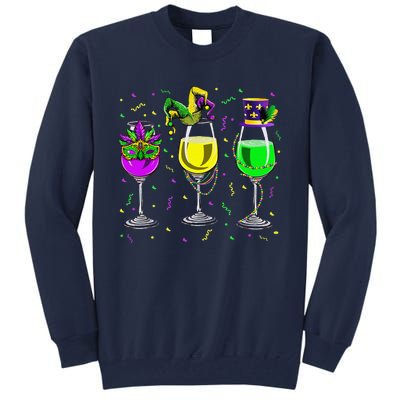 Mardi Gras Glass Of Wine Funny Drinking Wine For Tall Sweatshirt