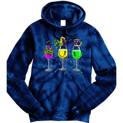 Mardi Gras Glass Of Wine Funny Drinking Wine For Tie Dye Hoodie