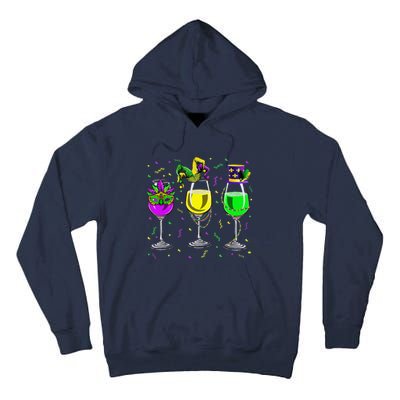 Mardi Gras Glass Of Wine Funny Drinking Wine For Tall Hoodie