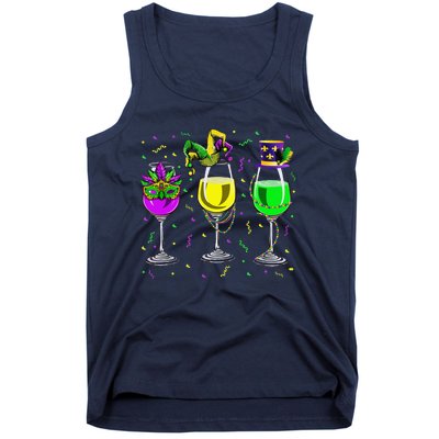 Mardi Gras Glass Of Wine Funny Drinking Wine For Tank Top