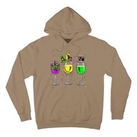 Mardi Gras Glass Of Wine Funny Drinking Wine For Hoodie