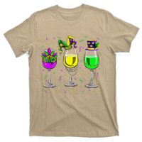 Mardi Gras Glass Of Wine Funny Drinking Wine For T-Shirt