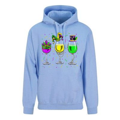 Mardi Gras Glass Of Wine Funny Drinking Wine For Unisex Surf Hoodie