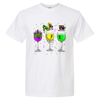 Mardi Gras Glass Of Wine Funny Drinking Wine For Garment-Dyed Heavyweight T-Shirt