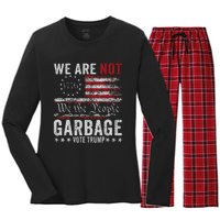 Make Garbage Great Again Garbage For Trump 2024 Women's Long Sleeve Flannel Pajama Set 