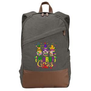 Mardi Gras Gnomes Funny Gnomies Squad Mardi Gras 2024 Cotton Canvas Backpack